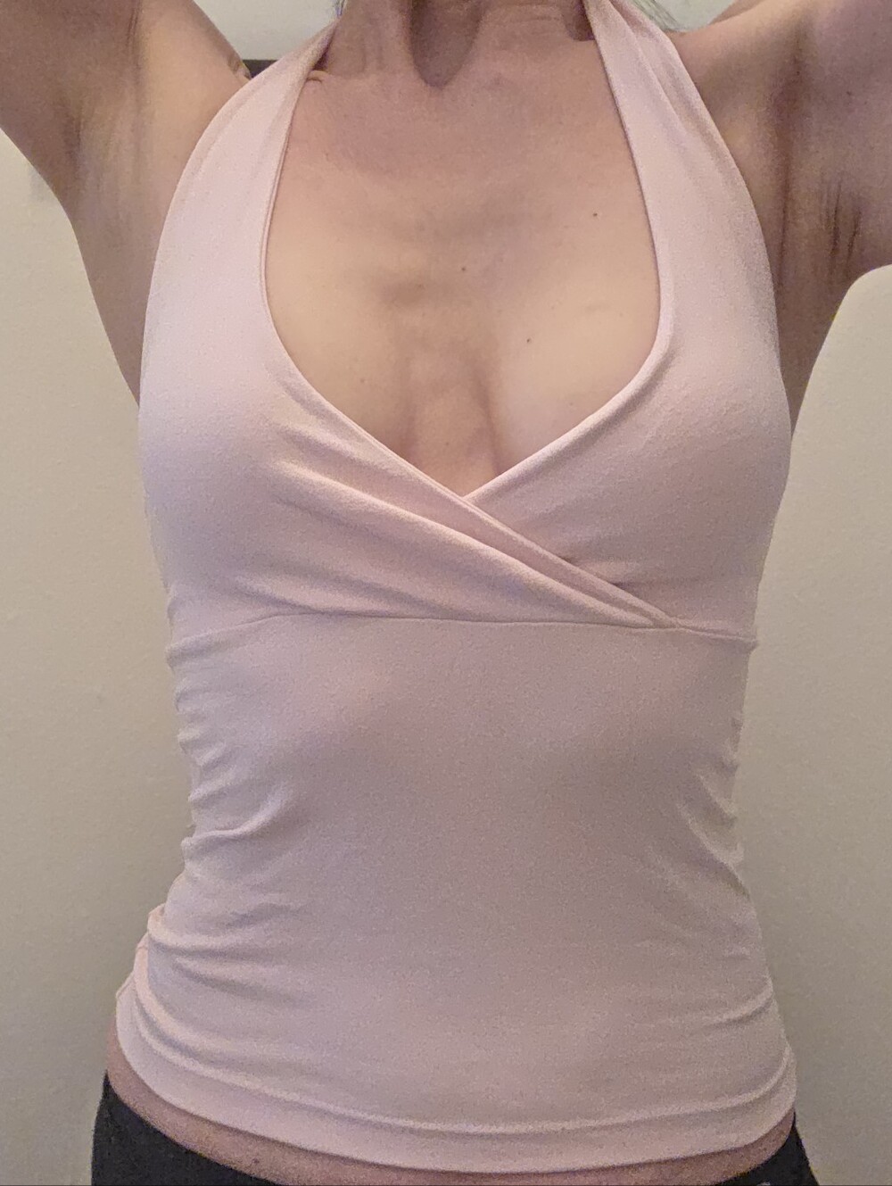 Vintage Capezio Pastel Pink Halter Wrap Front Tank Top Size Small